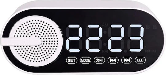Ceas De Masă Digital Led Din Plastic Cu Ceas Deșteptător Și Radio Alb