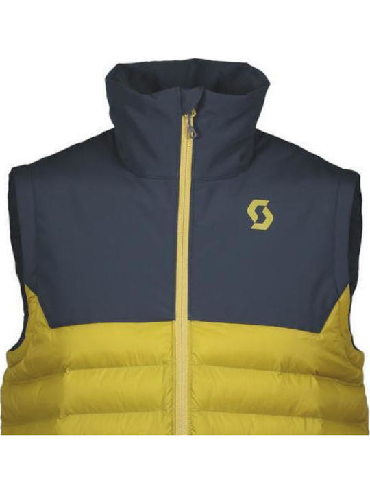 Sleeveless Waterproof and Windproof Jacket Dark Blue-ecru Olive