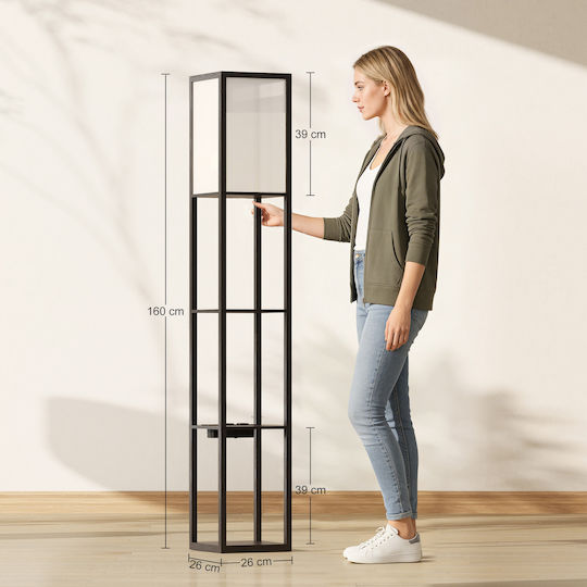 HomCom Stehlampe Υ160cm Schwarz