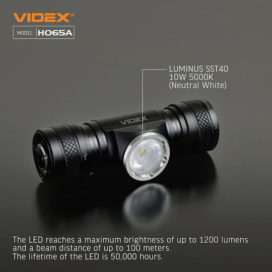 Videx Φακός Κεφαλής LED με Μέγιστη Φωτεινότητα 1200lm
