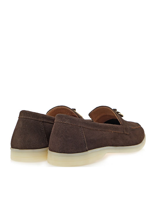 Leather Women's Loafers in Brown Colour