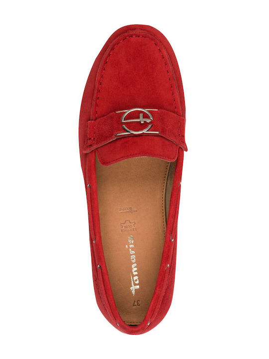 Δερμάτινα Γυναικεία Loafers σε Κόκκινο Χρώμα