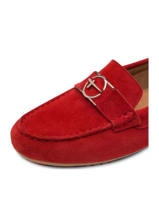 Δερμάτινα Γυναικεία Loafers σε Κόκκινο Χρώμα