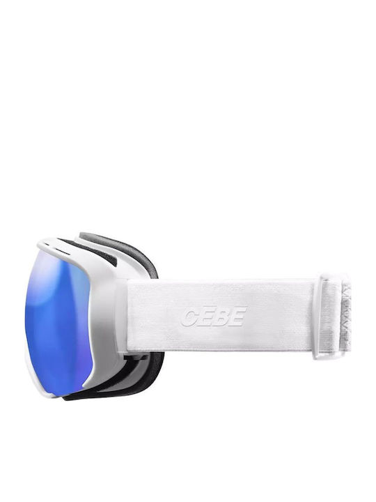 Cebe Masca Ski Si Snowboard Adulți Albă Cu Lentilă Albastră