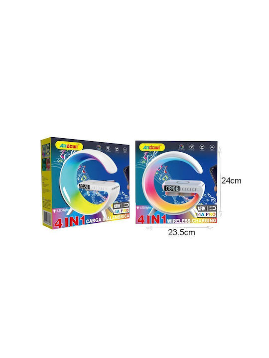 Andowl Ηχείο 4 1 Bluetooth Ασύρματο Φορτιστή Ξυπνητήρι & Ρολόι 15w 4a Pro Wireless Charging Speaker