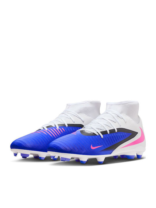 Nike Phantom 6 High Club Football Shoes with Cleats FG/MG Blue