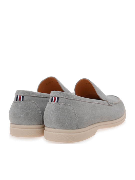 Leather Men's Loafers in Gray Colour