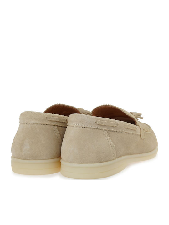 Loafers Bărbătești din Piele Întoarsă în Culoare Bej