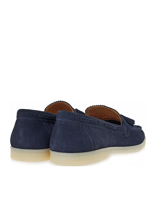 Loafers Bărbătești Din Piele Întoarsă Albastru