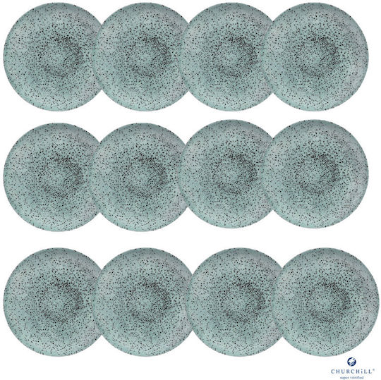 Churchill 1795 Studio Prints Serving Plate Shallow Porcelain Green 21.7cm 12 Pieces