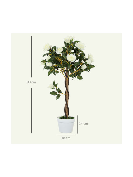 Outsunny Copac Artificial Plantă Artificială Ghiveci din Ciment Plantă Artificială