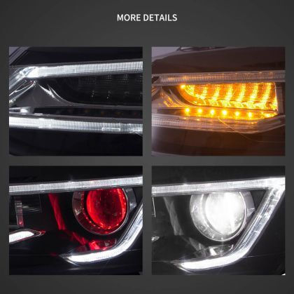 Φανάρια Εμπρός Led Vw Polo 2009-2017 Μαύρα Χωρίς Λάμπες D2s Σετ 2τμχ