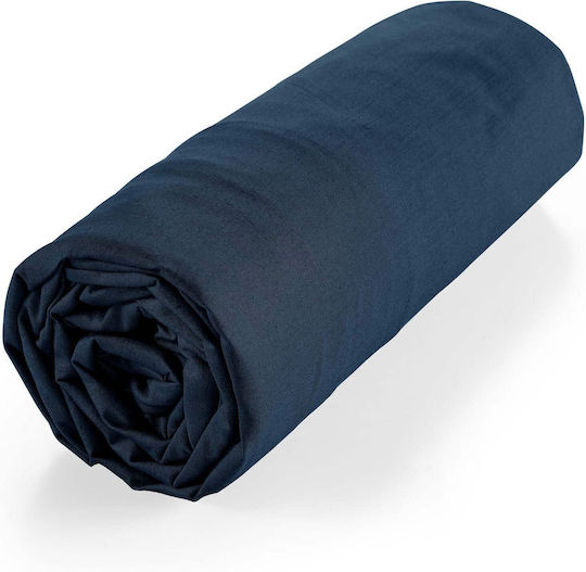 Douceur d'Intérieur Biolina Σεντόνι Διπλό με Λάστιχο 140x190εκ. Navy Μπλε