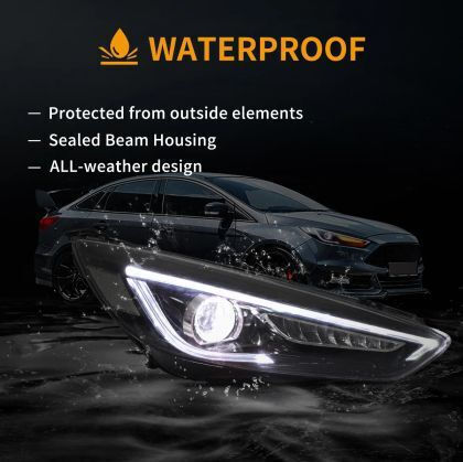 Φανάρια Εμπρός Led Ford Focus 2015-2018 Μαύρα Χωρίς Λάμπες D2s Σετ 2τμχ