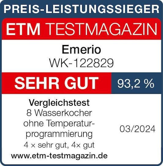 Emerio WK-122829.5 Βραστήρας 1.7lt 2200W Ασημί