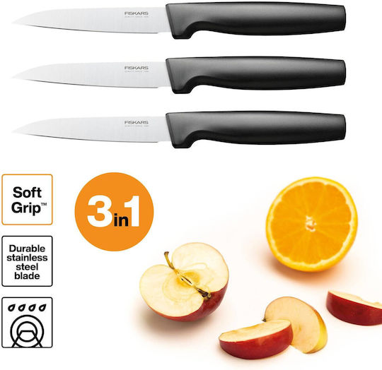 Fiskars Functional Μαχαίρια Ξεφλουδίσματος από Ανοξείδωτο Ατσάλι 3τμχ