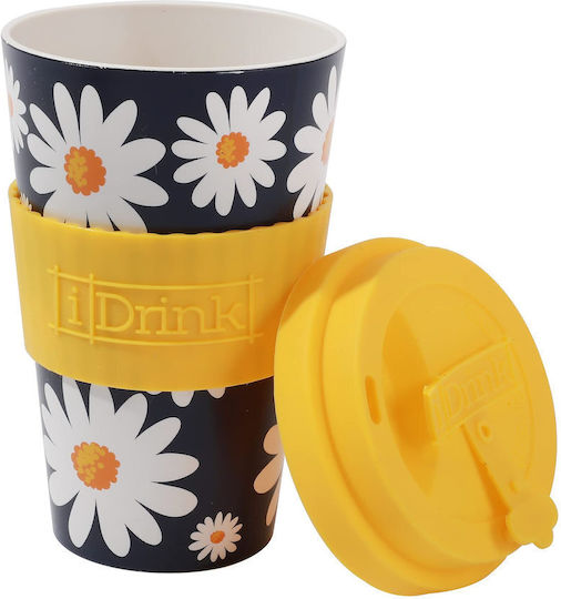 Total Gift Daisy Чаша от бамбук с капак, черна, 435 ml