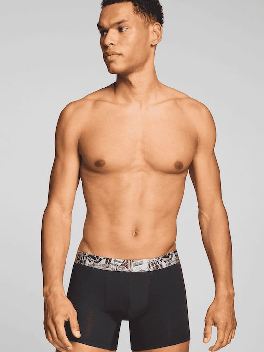 Herren Boxershorts Schwarz/Grau Mit Muster 2Pack