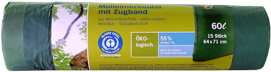 Secolan Trash Bags Capacity 60lt 64x71cm 15pcs Green