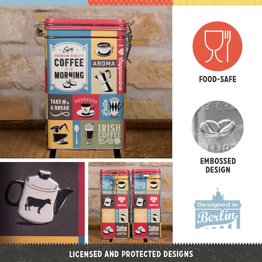 Nostalgic Art Coffee Collage Box Kaffee mit luftdichtem Deckel Metallisch 1300ml