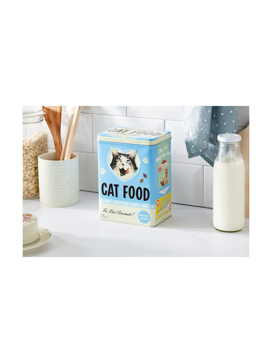 Nostalgic Art Animal Club Cat Food Box General Use with Lid Metallic Blue 10x14x20cm