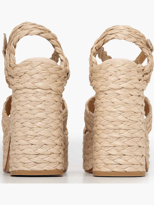 Damen Sandalen Leder Beige