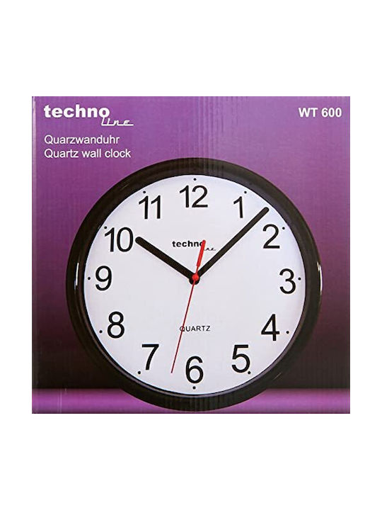 Technoline WT 600 BL Ρολόι Τοίχου Κεραμικό Μαύρο Ø25cm