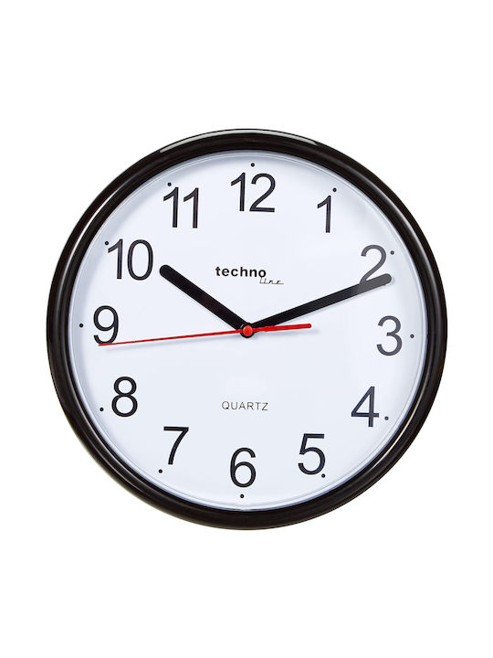 Technoline WT 600 BL Ρολόι Τοίχου Κεραμικό Μαύρο Ø25cm