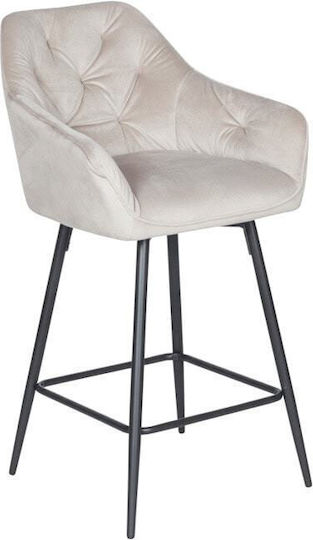 Stool Bar Upholstered with Fabric Lazio Latte