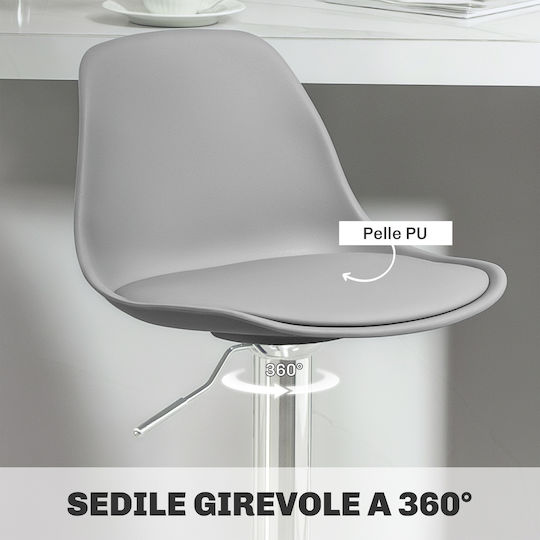 Bar Stool with Backrest and Adjustable Height Gray 42x38x82-104cm