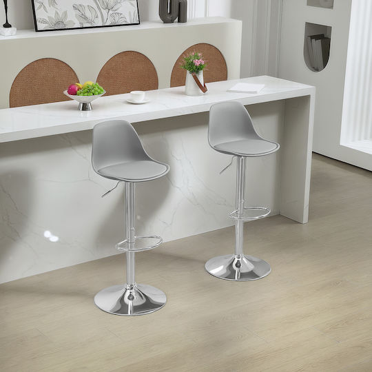 Bar Stool with Backrest and Adjustable Height Gray 42x38x82-104cm