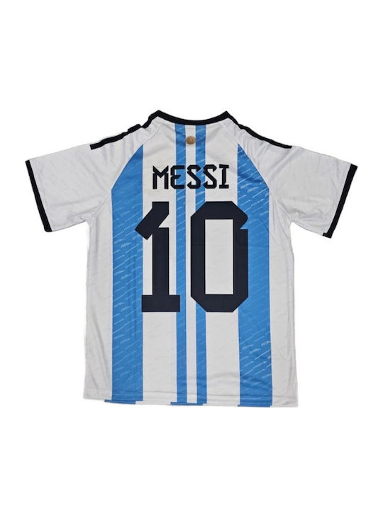 Ποδοσφαιρική Εμφάνιση Messi Εθνική Αργεντινής Mundial 2022 Qatar Λευκό Γαλάζιο Balón De Oro Λευκό Γαλάζιο Unisex Ab114