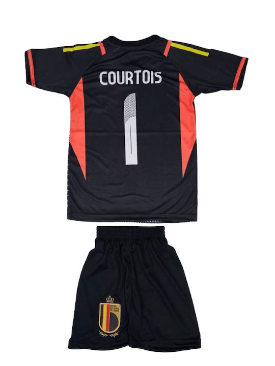 Παιδικό Σετ Ποδοσφαίρου Courtois Εθνική Βελγίου Special Edition Μαύρη Balón De Oro Unisex Παιδικά Black Ab125