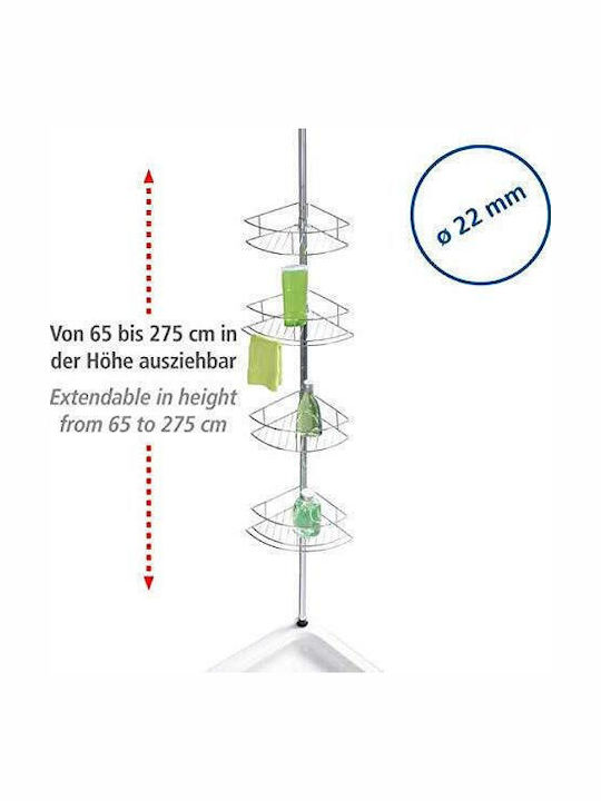 Wenko Dolcedo An der Wand montiert Badezimmerregal Inox mit 4 Regalböden 31x23x275cm Silber