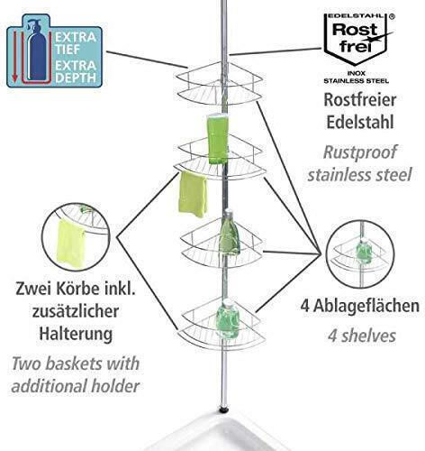 Wenko Dolcedo An der Wand montiert Badezimmerregal Inox mit 4 Regalböden 31x23x275cm Silber