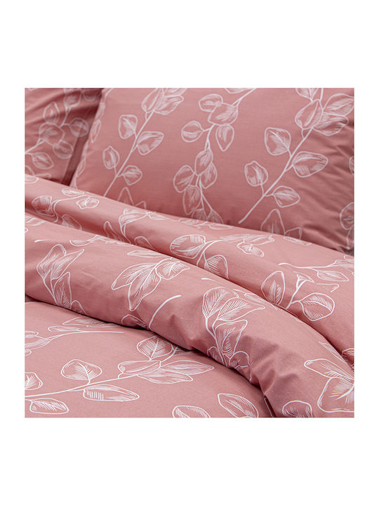 Lino Home Cotton Duvet Cover Set 165x245cm Single with Pillowcase Dejar Pink