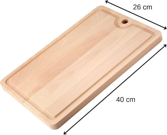 Fackelmann Tocătoare De Bucătărie Cu Șanț Din Lemn De Fag 40x26cm