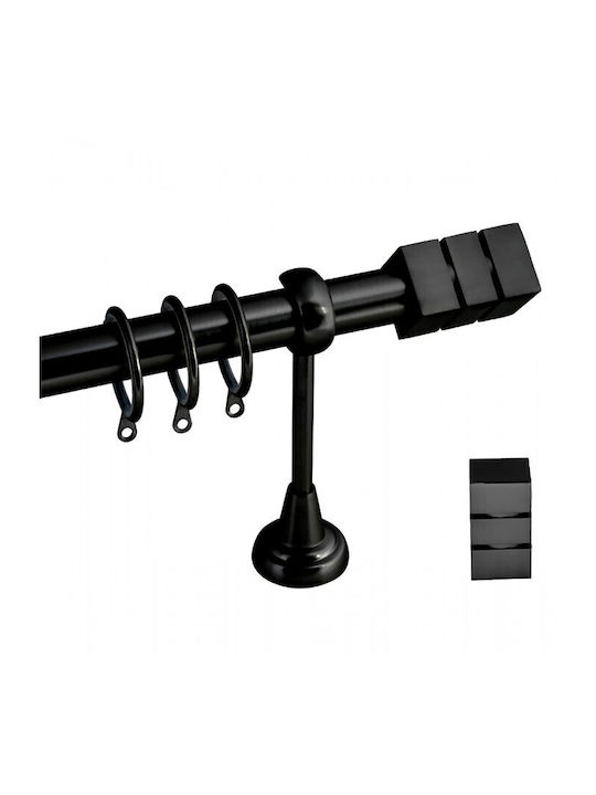 Import Hellas Metallic Curtain Pole No2 Single Φ25mm 300cm Black Checkmate