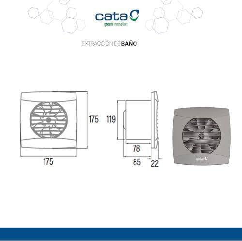 Cata Wall-mounted Ventilator Bathroom 100mm Silver