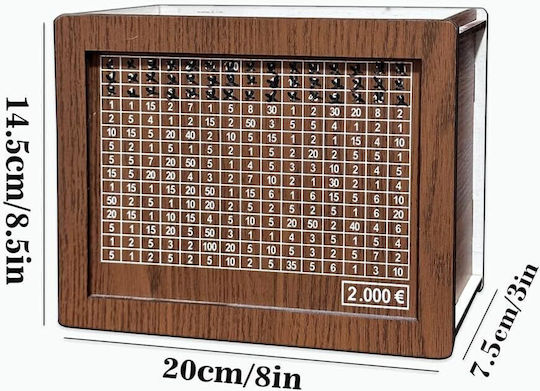 Hölzernes Diy Sparbüchse Sparziel Geld 2000 Euro Marker Notiz 17.3x12.7x6.5cm Sl-781-03 Braune