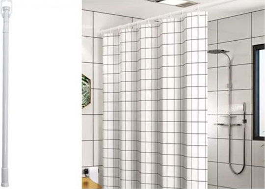 Tpster Telescopic Straight Shower Curtain Rod with Suction Cup Metallic White 70-120cm