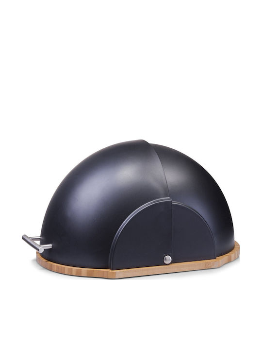 Zeller Turtle Bread Box with Lid made of Bamboo Black