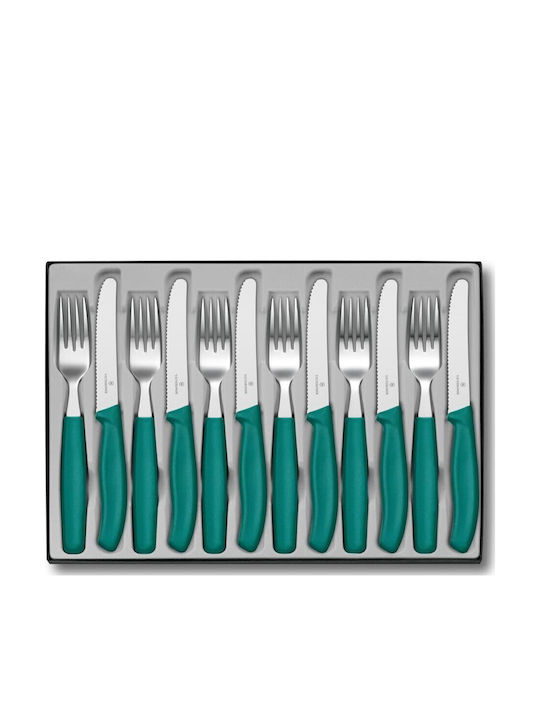 Victorinox Swiss Classic Σετ Μαχαιροπίρουνα Ανοξείδωτα Πράσινα 12τμχ