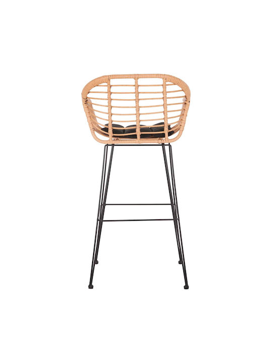 Garden Stool Bar Outdoor Rattan Beige Black 54x55x108cm