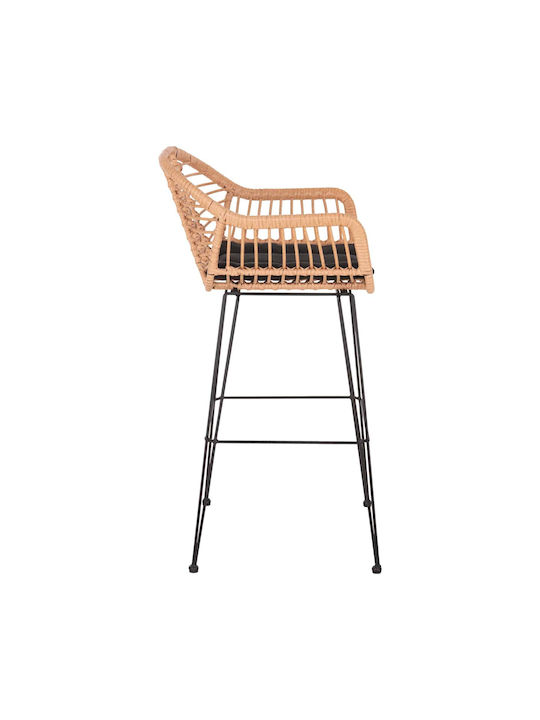 Garden Stool Bar Outdoor Rattan Beige Black 54x55x108cm