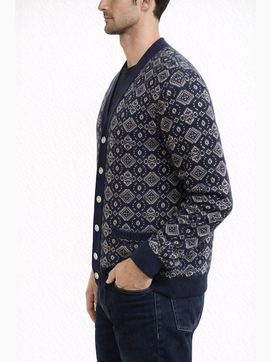 Herren Gestrickte Fleecejacke mit Buttons Blau