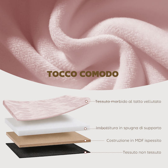 Collapsible Bench Stool With Storage Space Upholstered In Pink Velvet 76x38x35cm