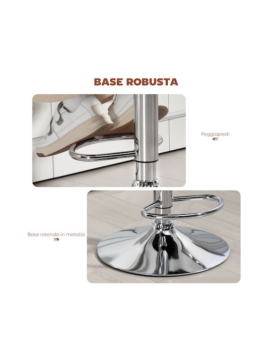 Bar Stool with Backrest & Adjustable Height Brown