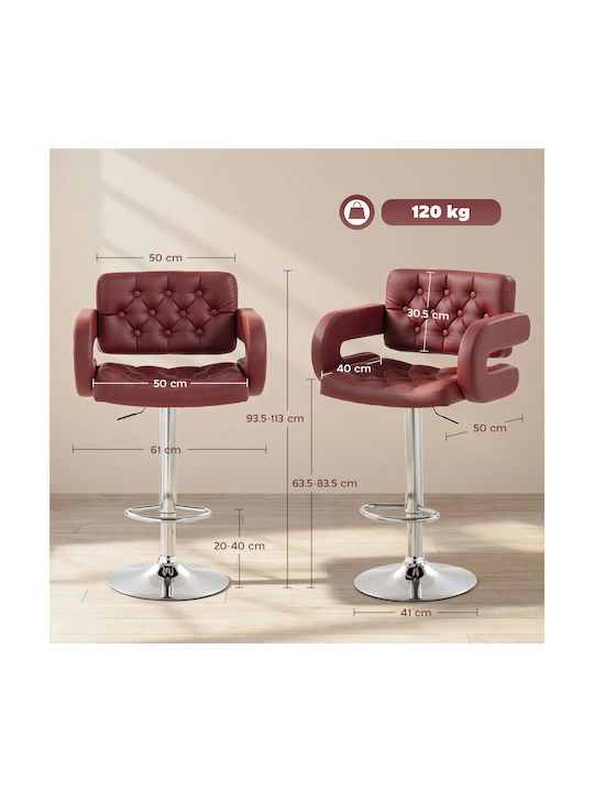 Bar Stool with Backrest & Adjustable Height Red