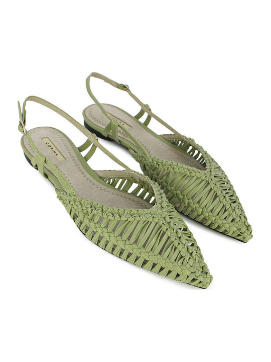 Дамски Балетни Обувки Slingback в Зелен Цвят